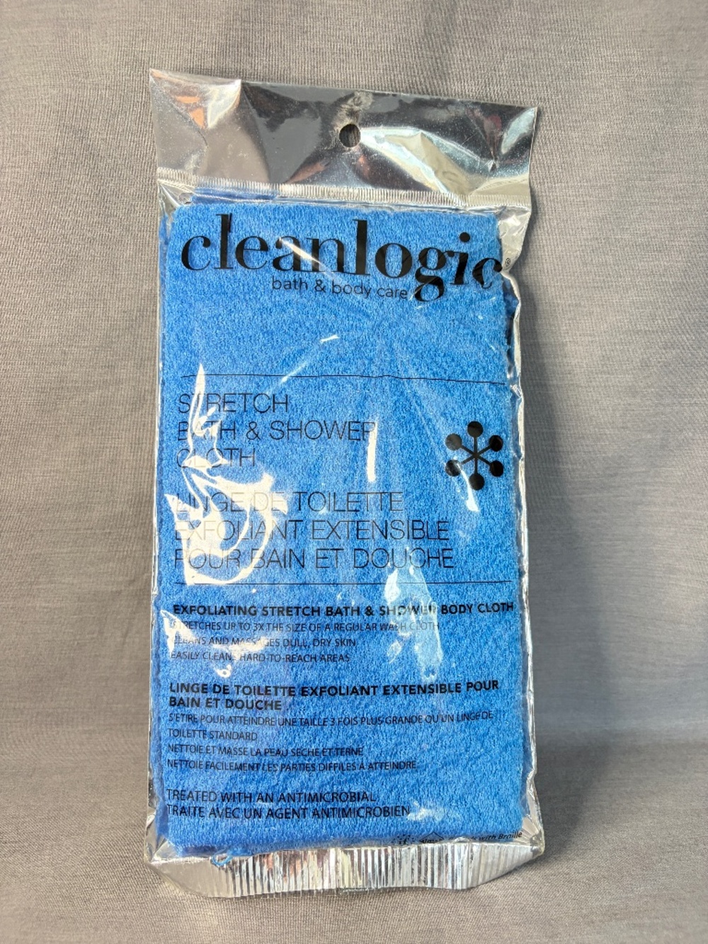 Cleanlogic Exfoliating Stretch Bath & Shower Washcloth NEW